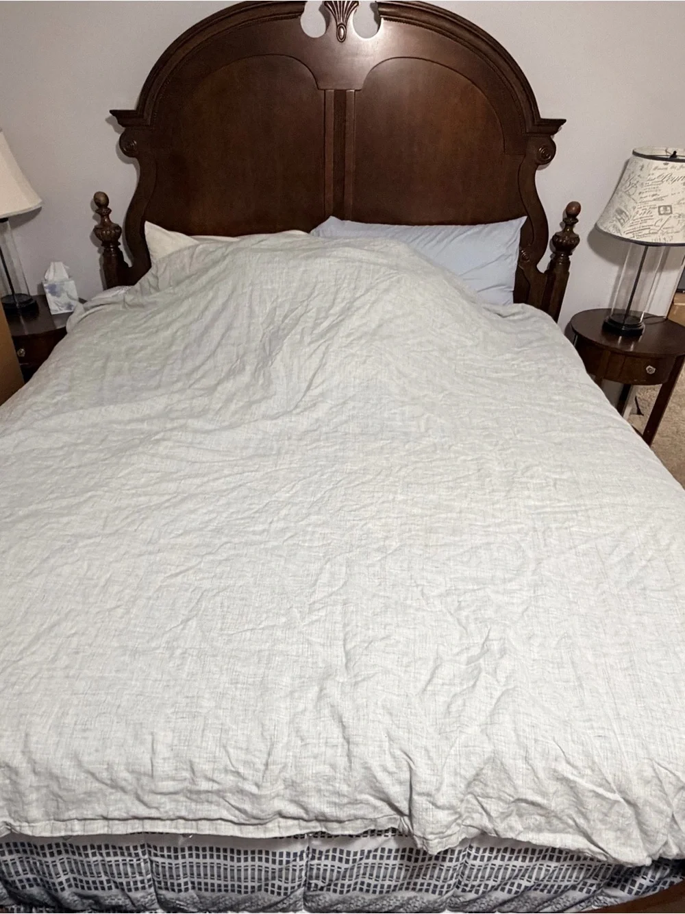 West Elm 100% Linen Gray Duvet Cover 88 x 92 Standard Full Queen W/ Down Insert